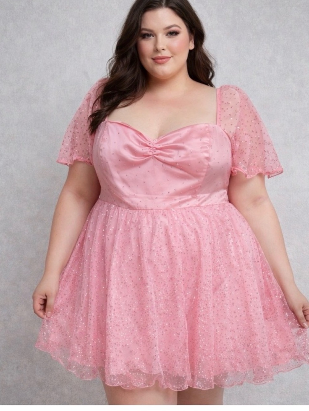 Sugar Thrillz Pink Sparkle Babydoll Dress – Fairycore Coquette Mini 1X